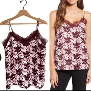 Halogen Nordstrom Maroon Burgundy Fall Lace Floral Camisole!